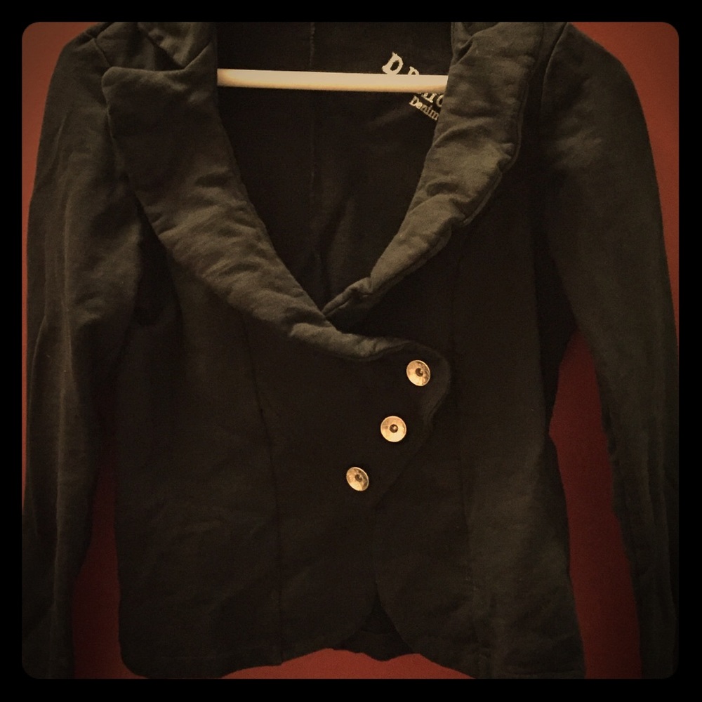 Black cotton asymmetrical & tailored jacket
